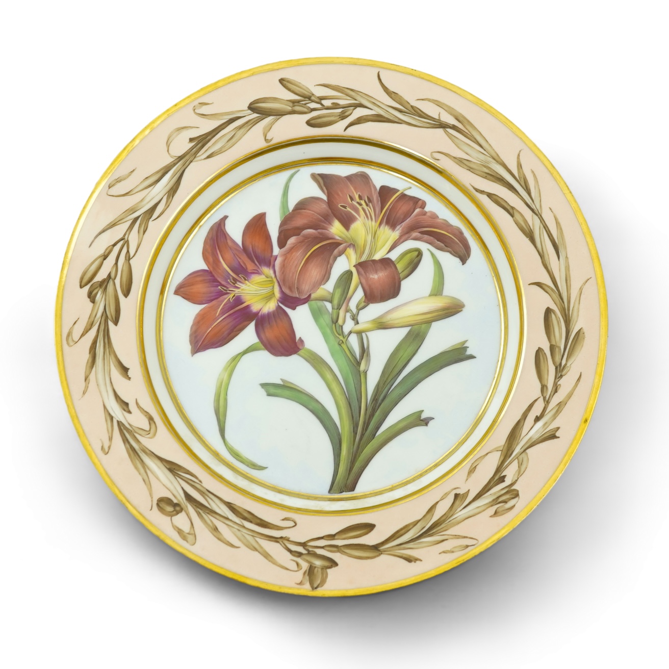 A KPM Berlin Orange day-lily botanical specimen plate, c.1806-9